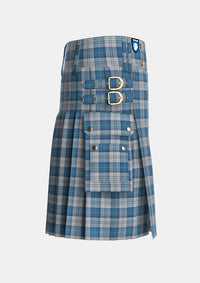 Utility_Menzies_Dress_Blue_White_Tartan_1756_kilt_right_image_with_pleated_design_and_adjustable_buckles_for_men