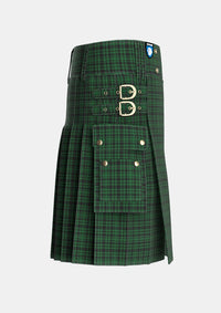 Utility_Menzies_Green_Tartan_788_kilt_right_image_with_pleated_design_and_adjustable_buckles_for_men