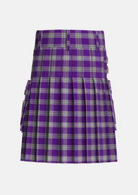 Utility_Menzies_Mauve_and_White_Tartan_648_kilt_back_image_with_pleated_design_and_adjustable_buckles_for_men