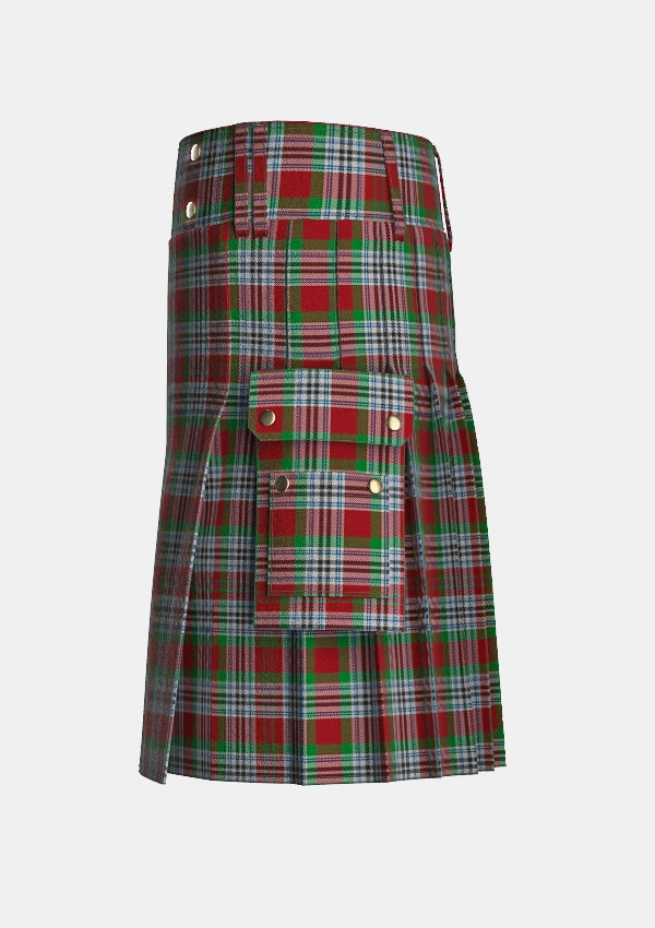 Utility_Metcalf_Tartan_3471_kilt_left_image_with_pleated_design_and_adjustable_buckles_for_men