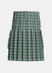 Utility_Milne_dress_green_Tartan_3196_kilt_back_image_with_pleated_design_and_adjustable_buckles_for_men