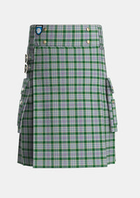 Utility_Milne_dress_green_Tartan_3196_kilt_front_image_with_pleated_design_and_adjustable_buckles_for_men