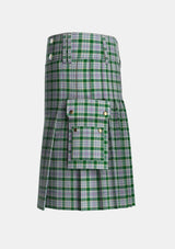 Utility_Milne_dress_green_Tartan_3196_kilt_left_image_with_pleated_design_and_adjustable_buckles_for_men