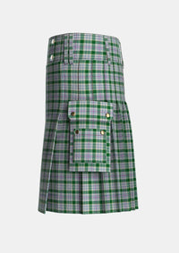 Utility_Milne_dress_green_Tartan_3196_kilt_left_image_with_pleated_design_and_adjustable_buckles_for_men
