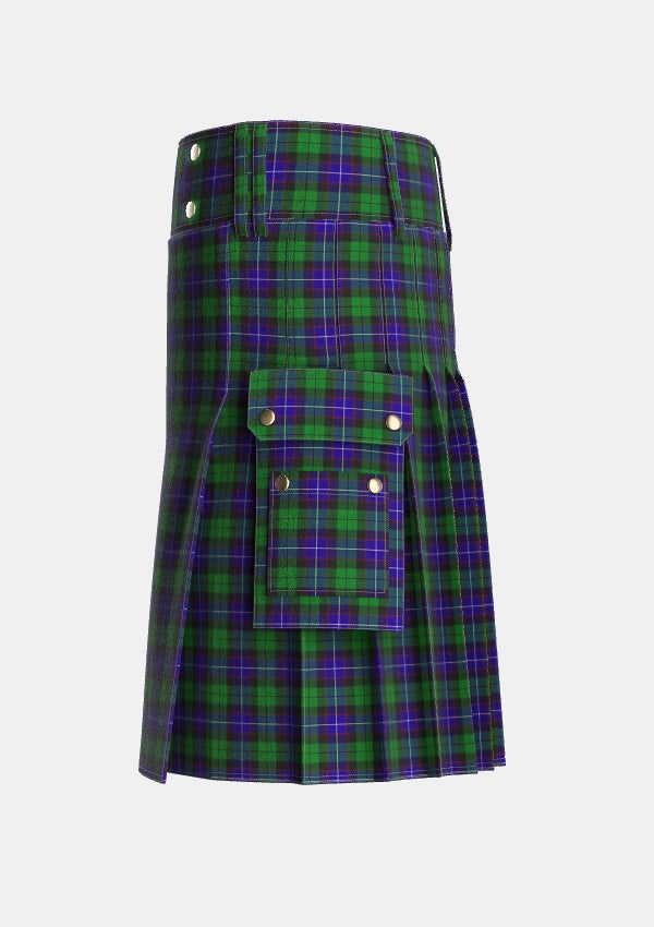 Utility_Mitchell_2_Tartan_3178_kilt_left_image_with_pleated_design_and_adjustable_buckles_for_men