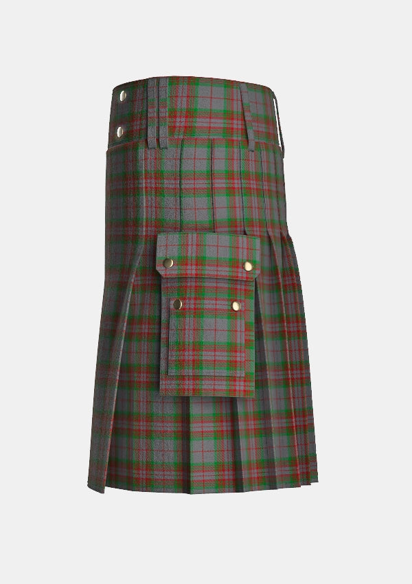Utility_Modern_Robertson_tartan_2148_kilt_left_image_with_pleated_design_and_adjustable_buckles_for_men