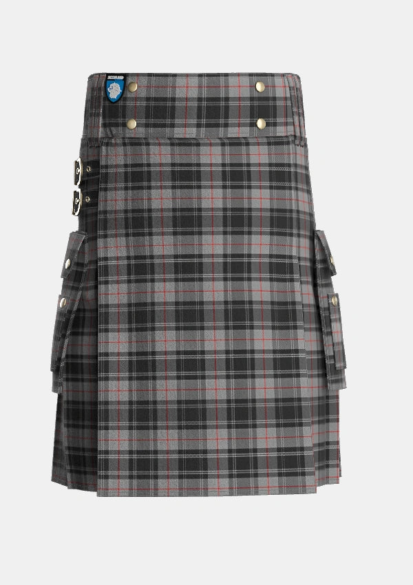 Utility_Moffat_1984_Tartan_1129_kilt_front_image_with_pleated_design_and_adjustable_buckles_for_men