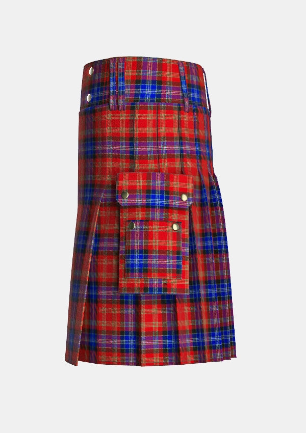 Utility_Moir_Tartan_10326_kilt_left_image_with_pleated_design_and_adjustable_buckles_for_men