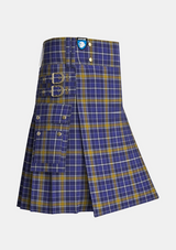 Utility_Monaghan_County_Crest_Range_Tartan_7412_kilt_side_image_with_pleated_design_and_adjustable_buckles_for_men