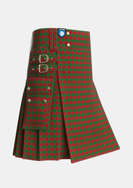 Utility_Moncreiffe_Tartan_963_kilt_side_image_with_pleated_design_and_adjustable_buckles_for_men