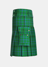 Utility_Montgomerie_Tartan_692_kilt_left_image_with_pleated_design_and_adjustable_buckles_for_men