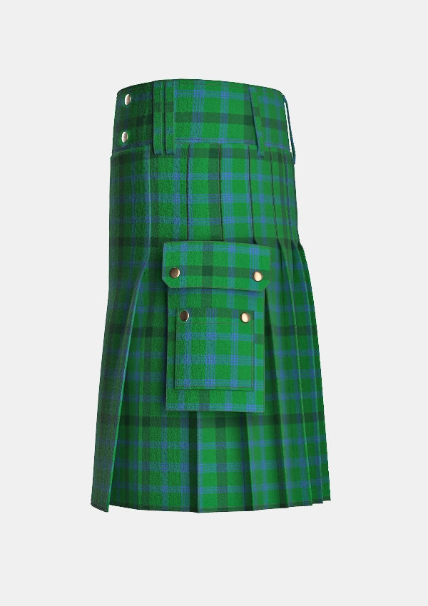 Utility_Montgomerie_Tartan_692_kilt_left_image_with_pleated_design_and_adjustable_buckles_for_men