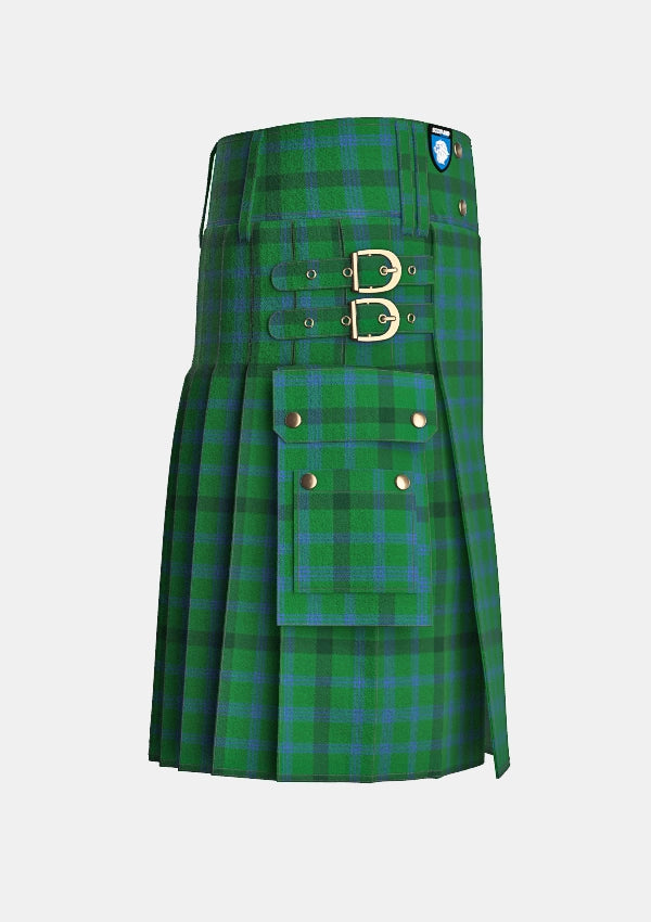 Utility_Montgomerie_Tartan_692_kilt_right_image_with_pleated_design_and_adjustable_buckles_for_men