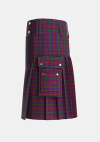 Utility_Montgomrie_Montgomery_of_Eglinton_Tartan_1082_kilt_left_image_with_pleated_design_and_adjustable_buckles_for_men