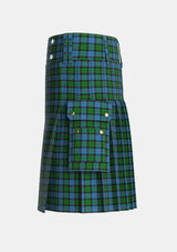 Utility_Morrison_Society_Tartan_1083_kilt_left_image_with_pleated_design_and_adjustable_buckles_for_men