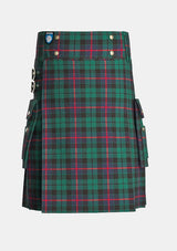 Utility_Morrison_tartan_kilt_front_image_with_pleated_design_and_adjustable_buckles_for_men