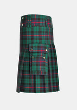 Utility_Morrison_tartan_kilt_left_image_with_pleated_design_and_adjustable_buckles_for_men