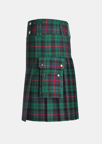 Utility_Morrison_tartan_kilt_left_image_with_pleated_design_and_adjustable_buckles_for_men