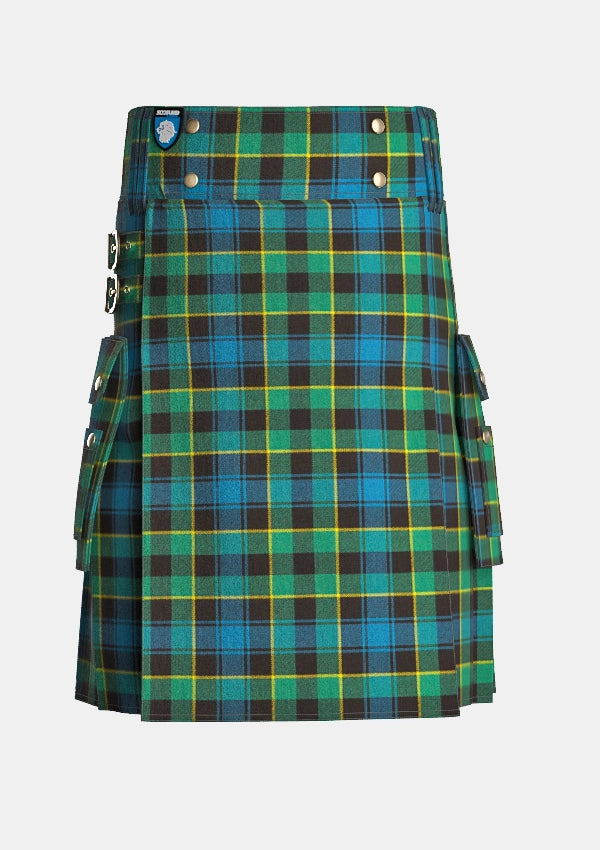 Utility_Mowat_tartan_258_kilt_front_image_with_pleated_design_and_adjustable_buckles_for_men