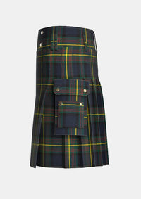 Utility_Muir_Modern_Tartan_kilt_left_image_with_pleated_design_and_adjustable_buckles_for_men