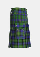 Utility_Muir_Moore_Tartan_345_kilt_left_image_with_pleated_design_and_adjustable_buckles_for_men