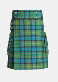 Utility_Muir_tartan_kilt_front_image_with_pleated_design_and_adjustable_buckles_for_men