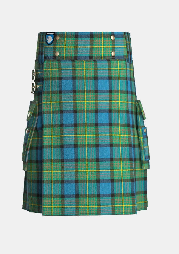 Utility_Muir_tartan_kilt_front_image_with_pleated_design_and_adjustable_buckles_for_men