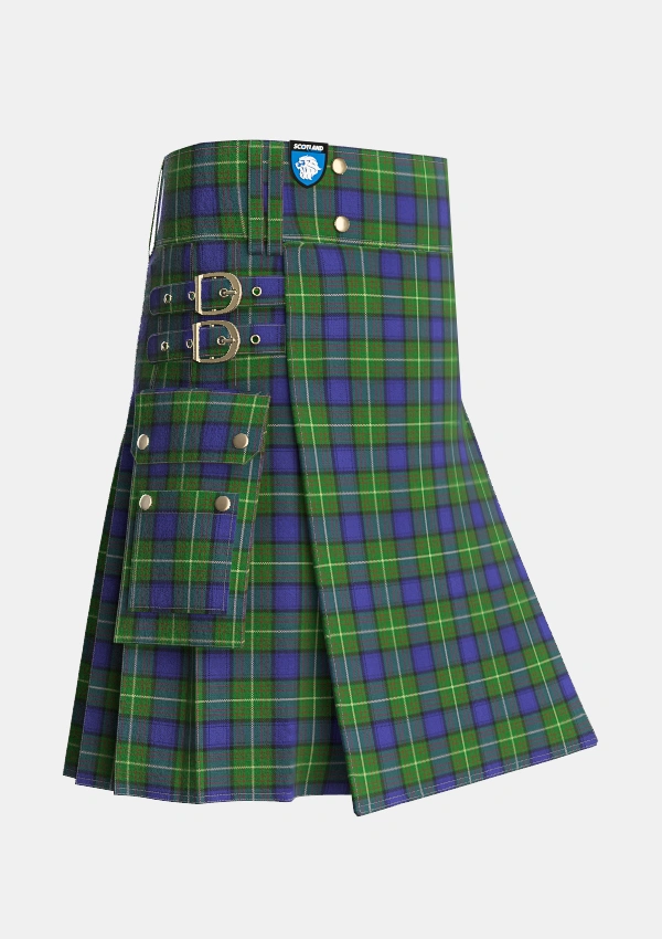 Utility_Mulcahy_Tartan_7264_kilt_side_image_with_pleated_design_and_adjustable_buckles_for_men