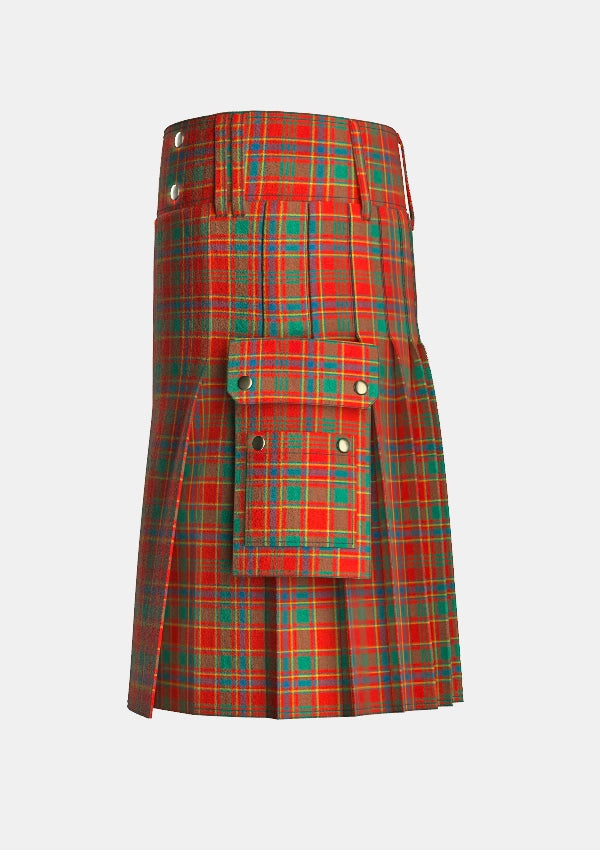 Utility_Munro_tartan_kilt_left_image_with_pleated_design_and_adjustable_buckles_for_men