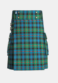 Utility_Murray_tartan_kilt_front_image_with_pleated_design_and_adjustable_buckles_for_men