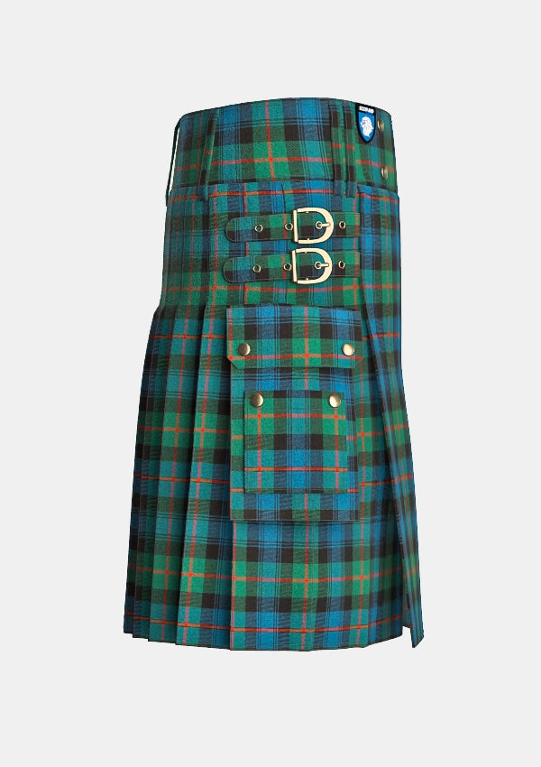 Utility_Murray_tartan_kilt_right_image_with_pleated_design_and_adjustable_buckles_for_men