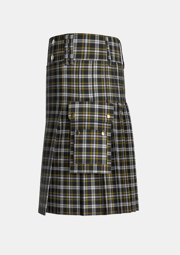 Utility_Newcastle_Tartan_3984_kilt_left_image_with_pleated_design_and_adjustable_buckles_for_men