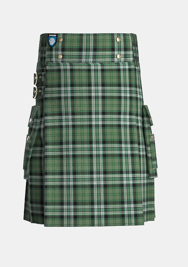 Utility_Nicol_Cameron_Family_Tartan_14802_kilt_front_image_with_pleated_design_and_adjustable_buckles_for_men