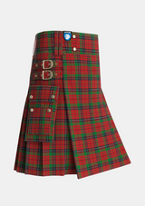 Utility_Nicolson_Lochcarron_Tartan_1148_kilt_side_image_with_pleated_design_and_adjustable_buckles_for_men