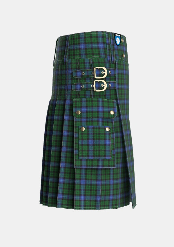Utility_No157_or_MacIntyre_Tartan_56_kilt_right_image_with_pleated_design_and_adjustable_buckles_for_men