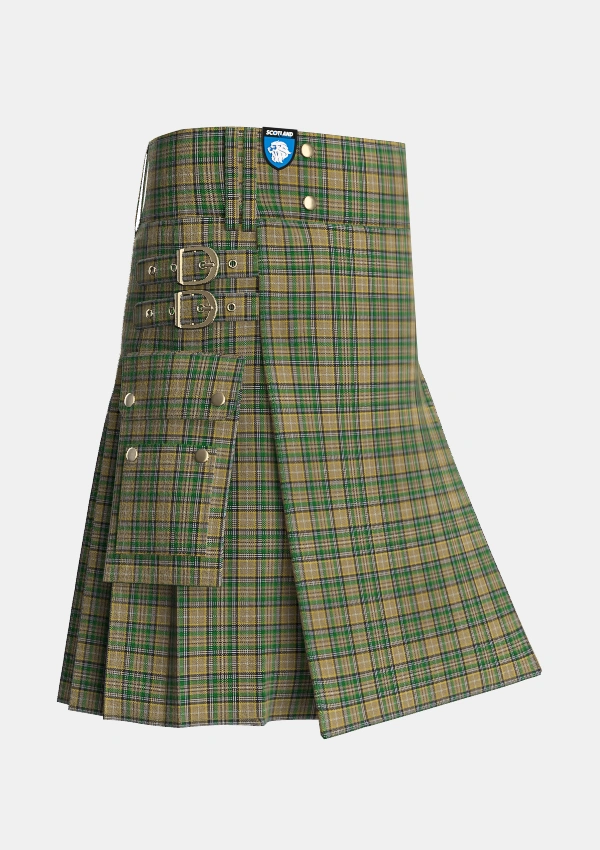Utility_OFarrell_Tartan_1875_kilt_side_image_with_pleated_design_and_adjustable_buckles_for_men