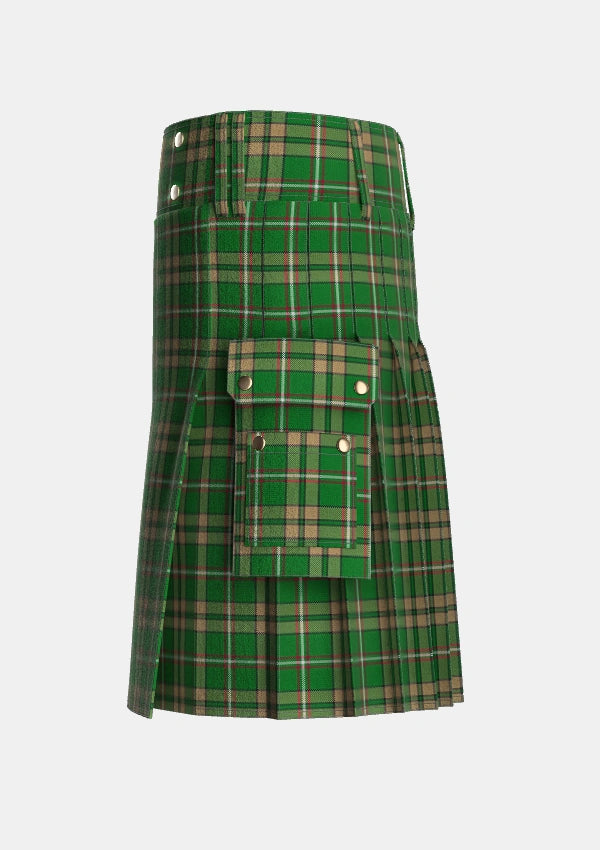 Utility_ONeill_Tartan_2663_kilt_left_image_with_pleated_design_and_adjustable_buckles_for_men