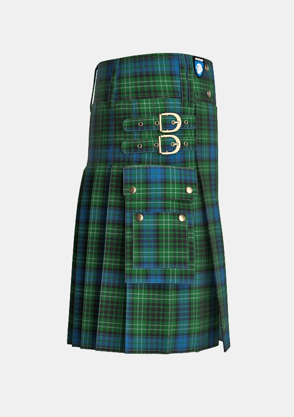 Utility_O_Connor_Tartan_2217_kilt_right_image_with_pleated_design_and_adjustable_buckles_for_men