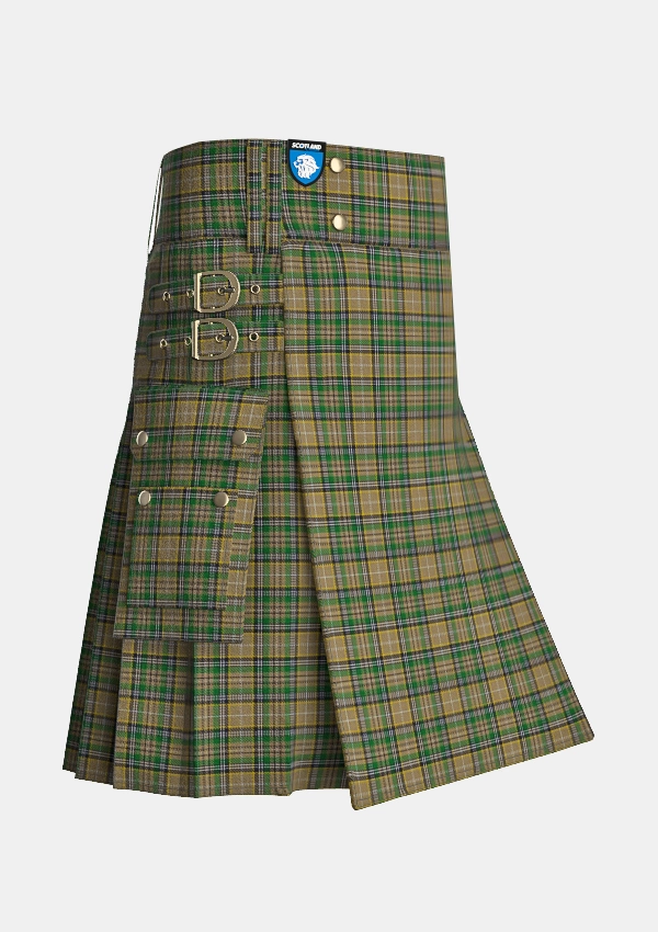 Utility_O_Farrell_Tartan_1875_kilt_side_image_with_pleated_design_and_adjustable_buckles_for_men