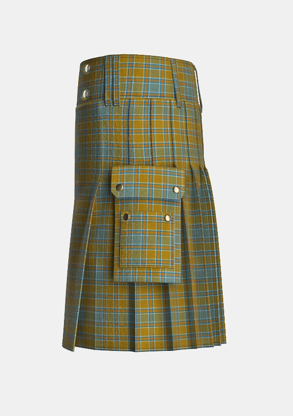 Utility_O_Monaghan_Tartan_6266_kilt_left_image_with_pleated_design_and_adjustable_buckles_for_men