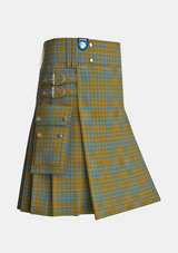 Utility_O_Monaghan_Tartan_6266_kilt_side_image_with_pleated_design_and_adjustable_buckles_for_men