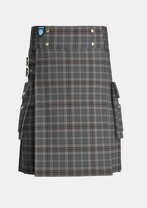 Utility_Oban_Mist_Tartan_11010_kilt_front_image_with_pleated_design_and_adjustable_buckles_for_men
