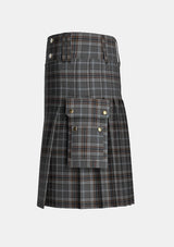 Utility_Oban_Mist_Tartan_11010_kilt_left_image_with_pleated_design_and_adjustable_buckles_for_men