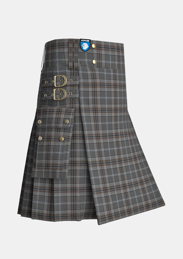 Utility_Oban_Mist_Tartan_11010_kilt_side_image_with_pleated_design_and_adjustable_buckles_for_men