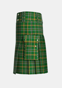 Utility_Offaly_County_Tartan_7456_kilt_left_image_with_pleated_design_and_adjustable_buckles_for_men