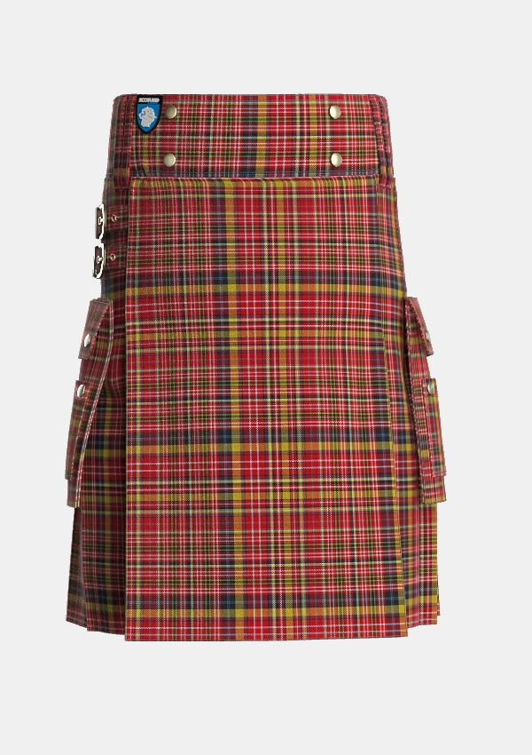Utility_Ogilvie_7_Tartan_3064_kilt_front_image_with_pleated_design_and_adjustable_buckles_for_men