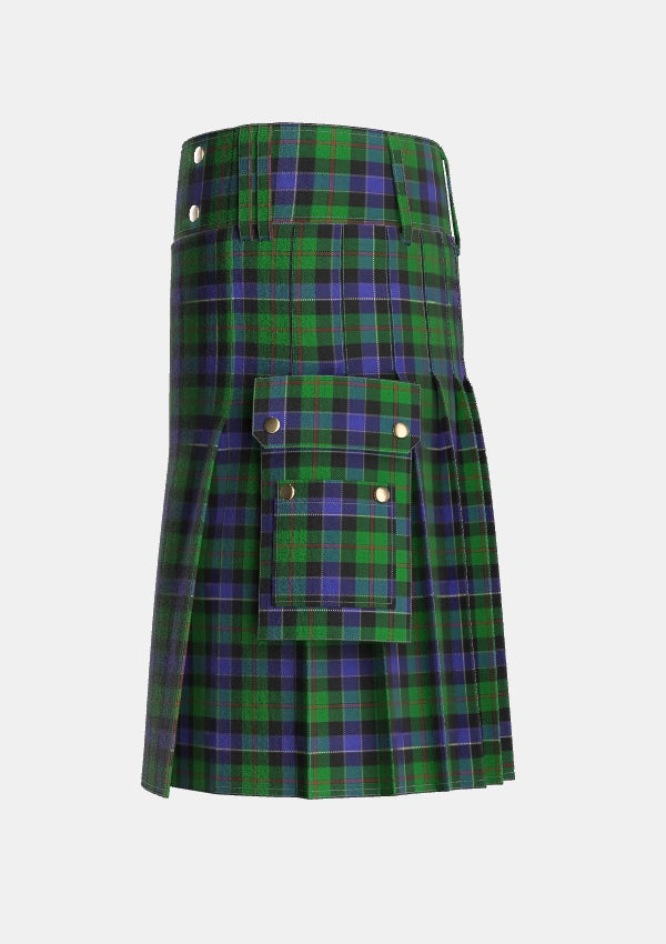 Utility_Ogilvie_of_Inverarity_VS_2_Tartan_666_kilt_left_image_with_pleated_design_and_adjustable_buckles_for_men
