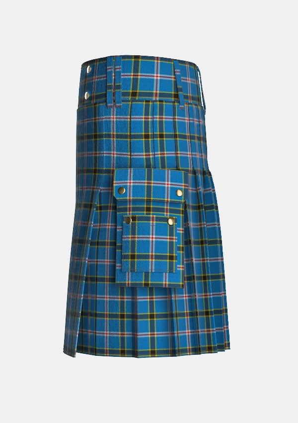 Utility_Oklahoma_Tartan_kilt_left_image_with_pleated_design_and_adjustable_buckles_for_men