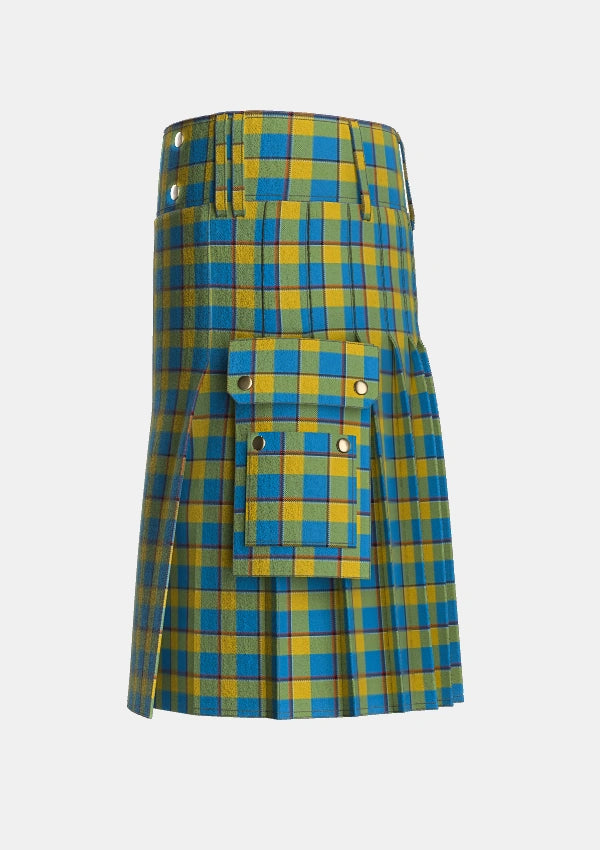 Utility_Oliver_Dress_Pink_Tartan_1259_kilt_left_image_with_pleated_design_and_adjustable_buckles_for_men