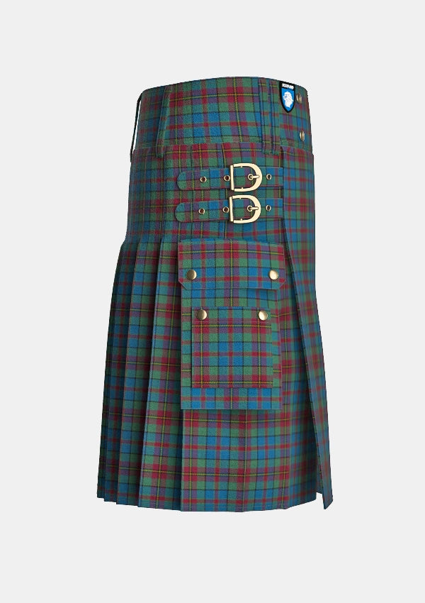 Utility_Orkney_tartan_2681_kilt_right_image_with_pleated_design_and_adjustable_buckles_for_men